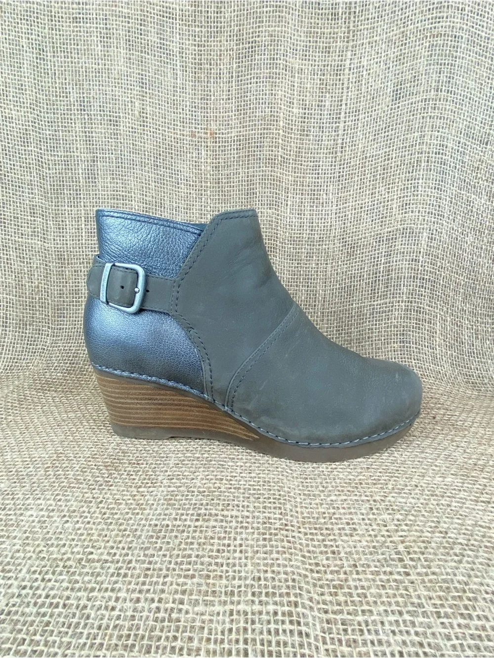 Dansko Hartley Grey Nubuck Leather Wedge Ankle Boots Women’s Size 9.5 - 10 Eu 40